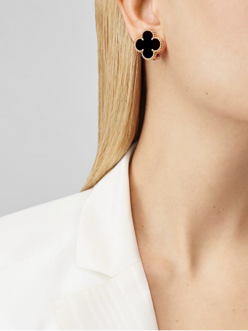RARE Van Cleef & Arpels Magic Onyx Alhambra single motif earrings FULL SET - Picture 3 of 15